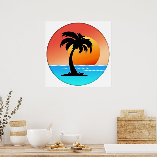 Poster Palm Tree Sunset (Cuisine)