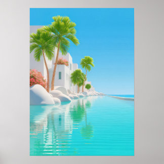 Poster palm trees and white buildings