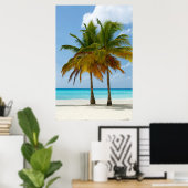 Poster Palm Trees Plage Mer Bleue Ciel Jour ensoleillé (Bureau à domicile)