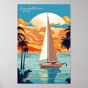 Poster Palma de Majorque Espagne voyage millésime