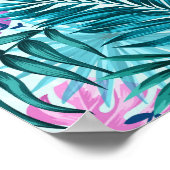 Poster Palme rose et Turquoise Tropical & Monstera Feuill (Coin)