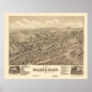 Poster Palmer, carte panoramique de mA - 1879