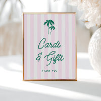 Palmes vertes Cartes et cadeaux rose