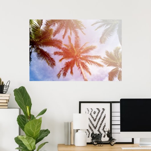 Poster Palmier de coco avec lumière du soleil (Bureau à domicile)