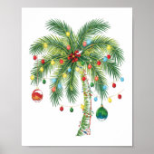 Poster Palmier de Noël tropical avec lumières et ornam (Devant)