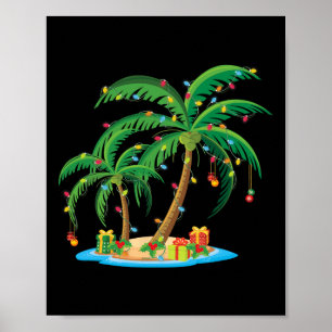 Poster Palmier de Noël Tropical Xmas Cadeau Cocotier Lig