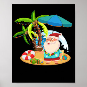 Poster Palmier décoré Lumières de noix de coco tropica