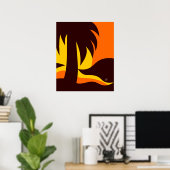 Poster Palmier En Silhouette Coucher Du Soleil (Bureau à domicile)