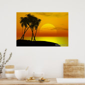 Poster Palmier et coucher du soleil (Cuisine)