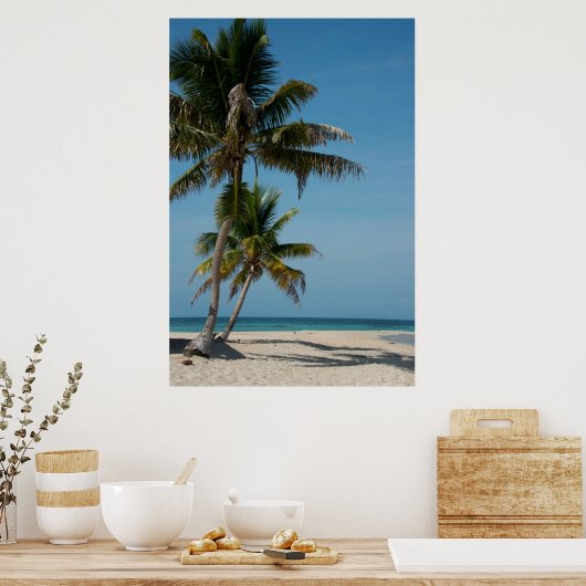 Poster Palmier et plage de sable blanc (Cuisine)