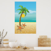 Poster Palmier et soleil paysage tropical imprimer/poster (Cuisine)