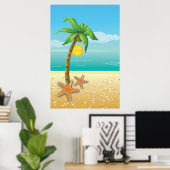 Poster Palmier et soleil paysage tropical imprimer/poster (Bureau à domicile)