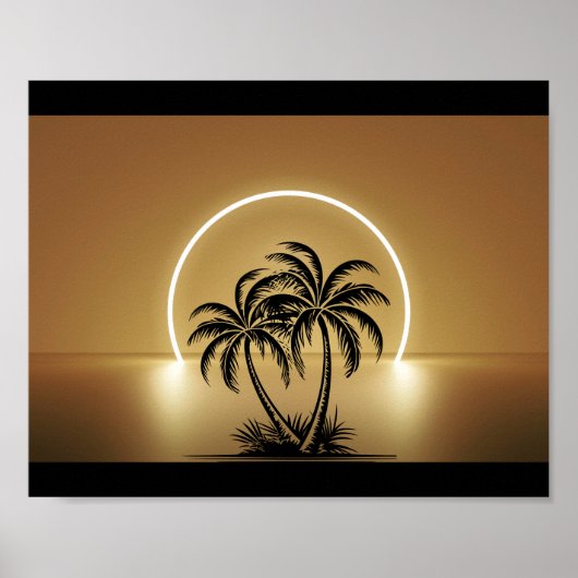Poster Palmier noir et or Art tropical imprimable (Devant)