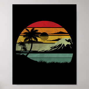 Poster Palmier Rétro Plage Tropicale Vintage 70s 80s Styl