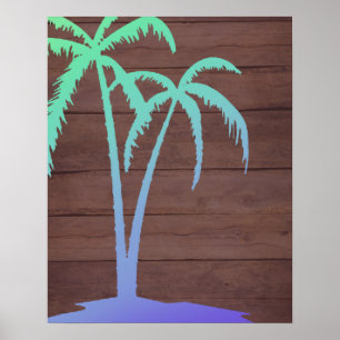Poster Palmier rustique en bois
