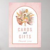 Poster Palmier séché, pampas herbe douce rose mariage aff (Devant)