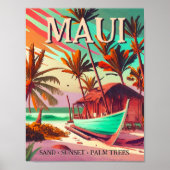 Poster Palmier tropical de l'île de Maui Hawaii dans les (Devant)