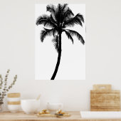 Poster Palmier tropicale hawaïenne rétro Silhouette Noir (Cuisine)