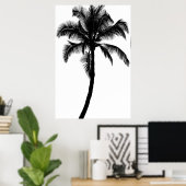 Poster Palmier tropicale hawaïenne rétro Silhouette Noir (Bureau à domicile)