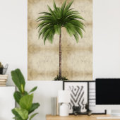 Poster Palmier vintage Marbre Tropical Elégant (Bureau à domicile)