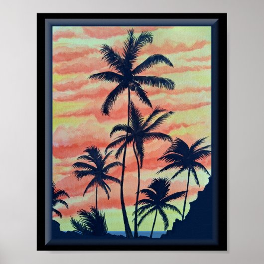 Poster Palmiers à noix de coco hawaïens (Devant)