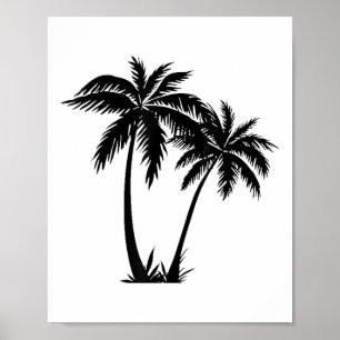 Poster Palmiers blancs noirs été Sun Beach Femmes Hommes