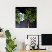 Poster Palmiers contre la lune (Bureau à domicile)