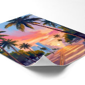 Poster Palmiers couchés de soleil de Miami (Coin)