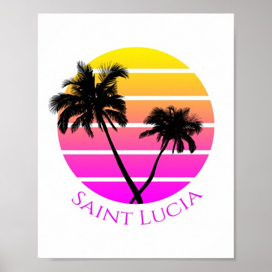 Poster Palmiers de Plage Retro Sainte Lucie (Devant)