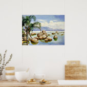Poster Palmiers et Boulders dans la baie de Rio, Brésil (Cuisine)