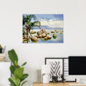 Poster Palmiers et Boulders dans la baie de Rio, Brésil (Bureau à domicile)
