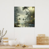 Poster Palmiers et Foggy d'Océan (Cuisine)