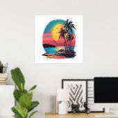 Poster Palmiers et plage (Bureau à domicile)