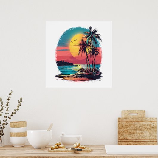 Poster Palmiers et plage (Cuisine)