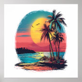 Poster Palmiers et plage (Devant)