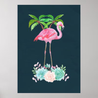 Palmiers Flamants roses roses et succulents florau