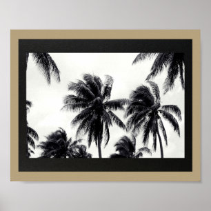Poster Palmiers noirs et dorés Art tropical imprimable