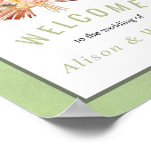 Poster Palmiers, pampas herbe sauge vert accueil mariage (Coin)