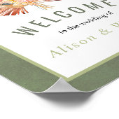 Poster Palmiers, pampas herbe vert accueil mariage (Coin)