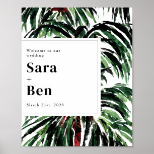 Poster Palmiers Peints Plage moderne Mariage Bienvenue