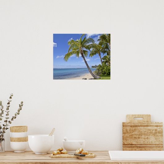 Poster Palmiers sur la plage d'Hawaii. (Cuisine)