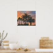 Poster Palmiers Tropical Sunset Aquarelle Art (Cuisine)