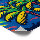 Poster Palmiers tropicaux et Ko'olau Mountain Pop Art (Coin)