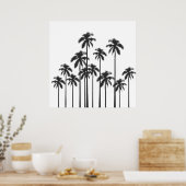 Poster Palmiers tropicaux exotiques noirs et blancs (Cuisine)