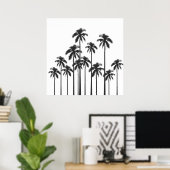 Poster Palmiers tropicaux exotiques noirs et blancs (Bureau à domicile)