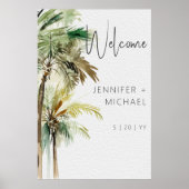 Poster Palmiers tropicaux Mariage moderne (Devant)