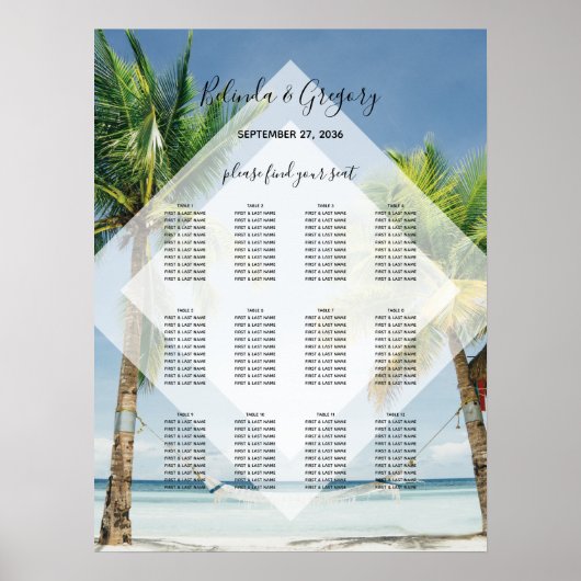 Poster Palmiers tropicaux Plage Plage Mariage Carte de si (Devant)
