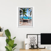Poster Palmiers tropicaux sur la plage Vue océan Fenêtre  (Bureau à domicile)
