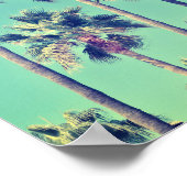 Poster Palmiers Vintages tropicaux sur Turquoise vert (Coin)
