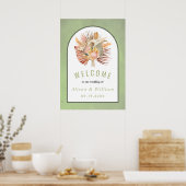 Poster Palmm et pampas herbe sauge vert accueil mariage (Cuisine)